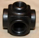 Enderle AN6 4 Way Female Cross Fitting with 1/8" NPT thread for gauge, sensors